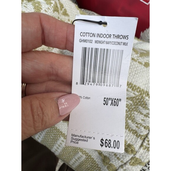 Magaschoni Home Throw Blanket 50" x 60" Fringed Cotton Sage Milk - Picture 5 of 6